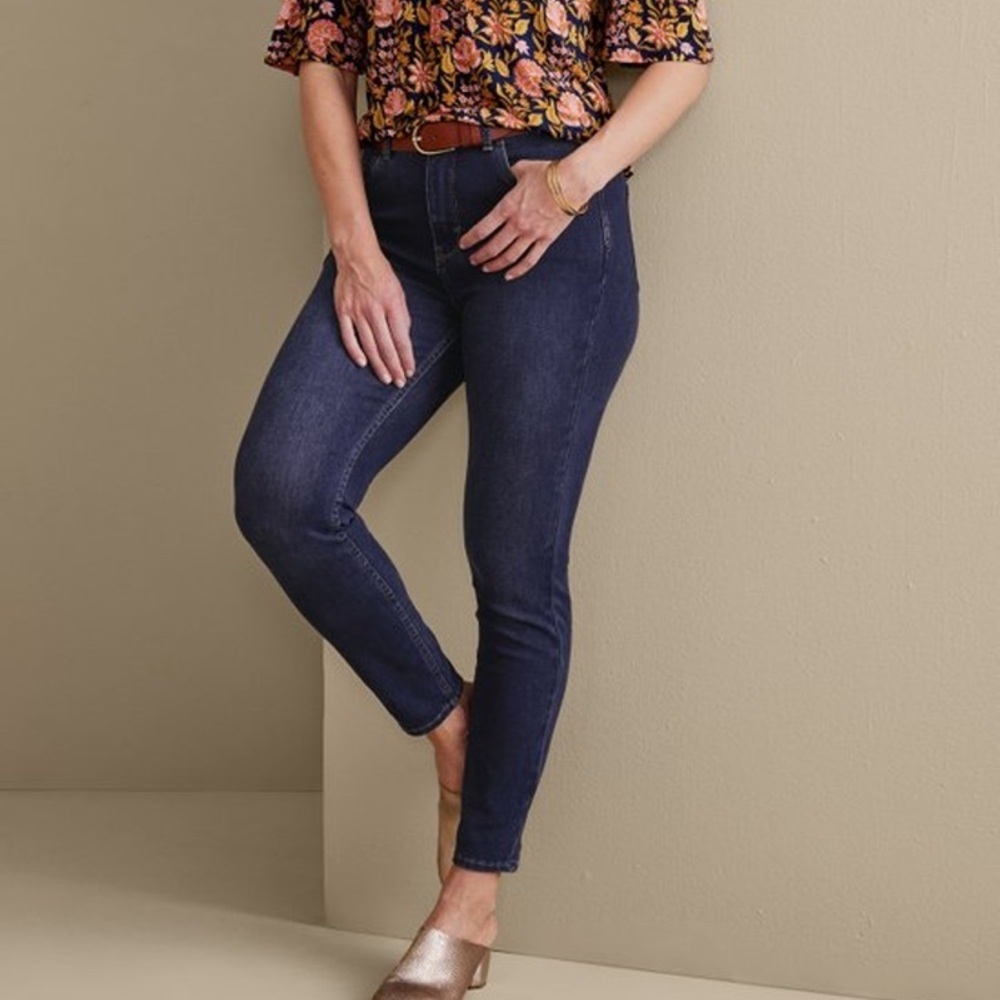 Soft Surroundings Slim Ankle Jeans Dark Wash Denim Women’s Size 8 Petite